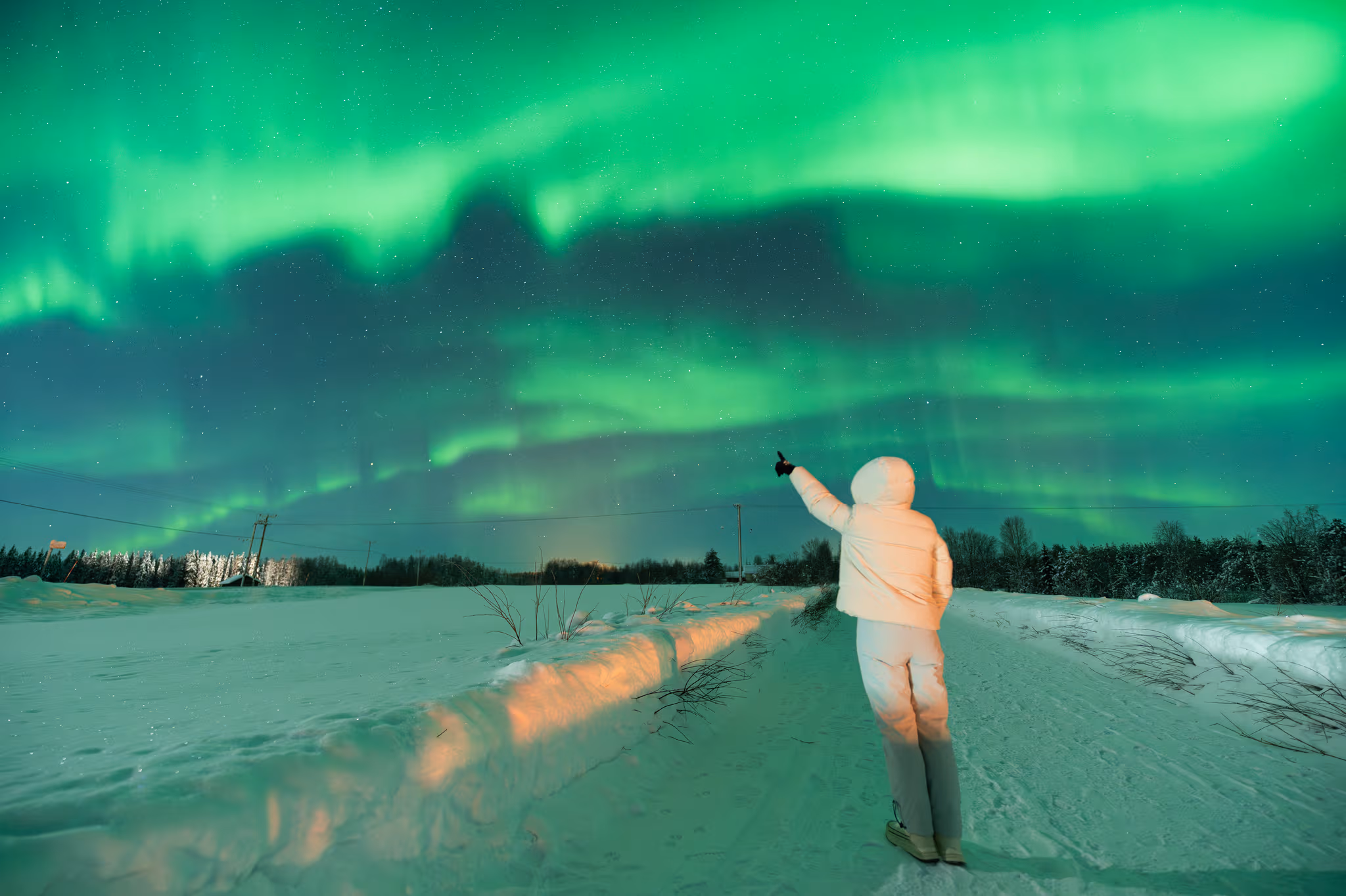 Foto reale di aurora da un tour Lapland Explorers