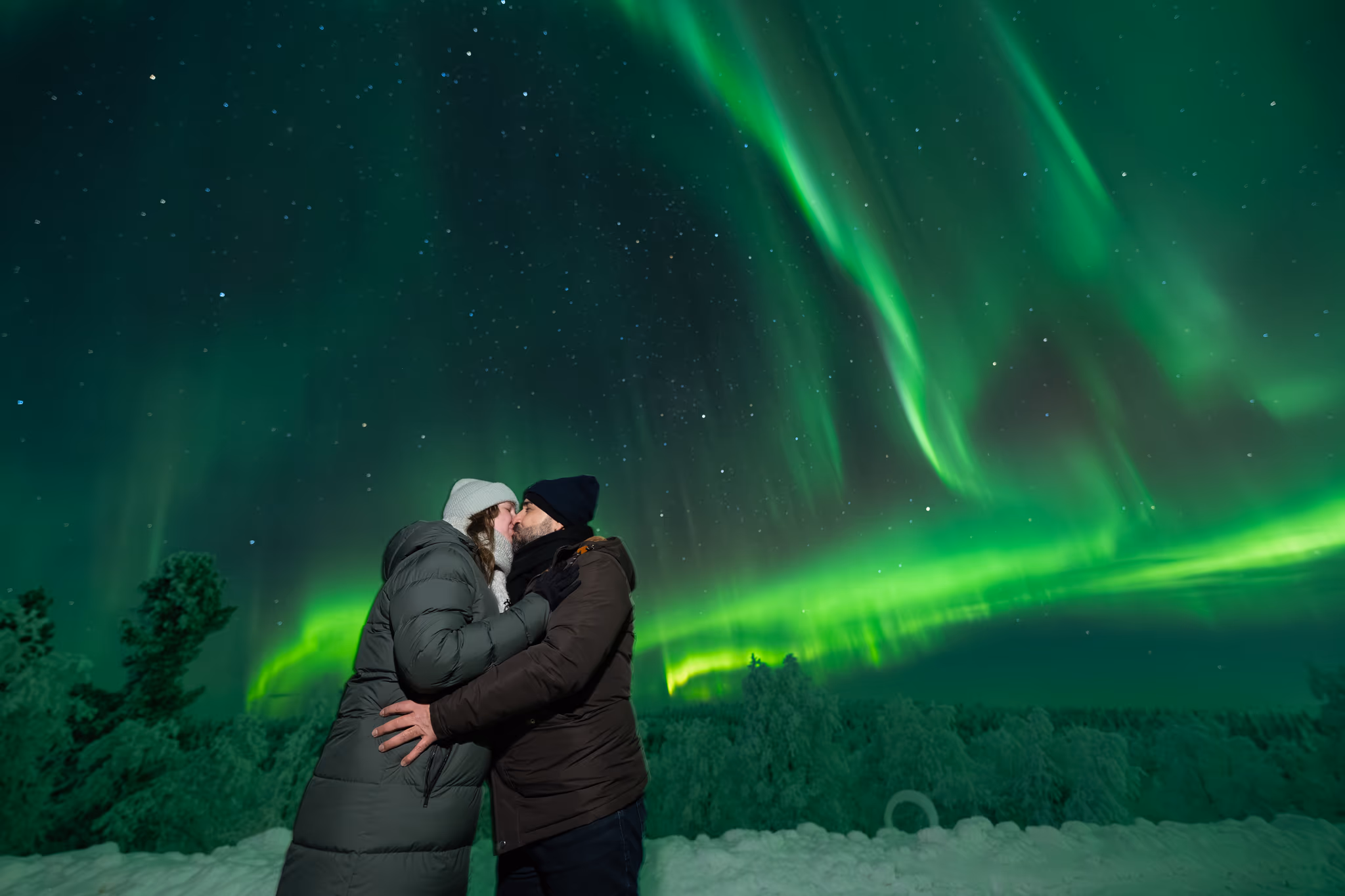 Foto real de aurora de um tour da Lapland Explorers