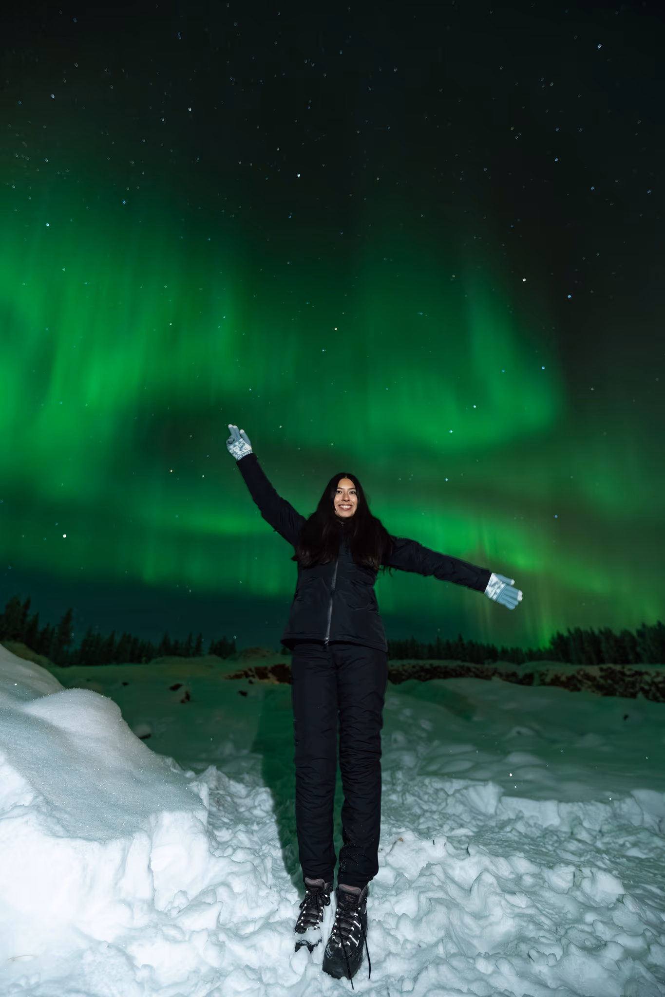 Foto real de aurora de un tour de Lapland Explorers