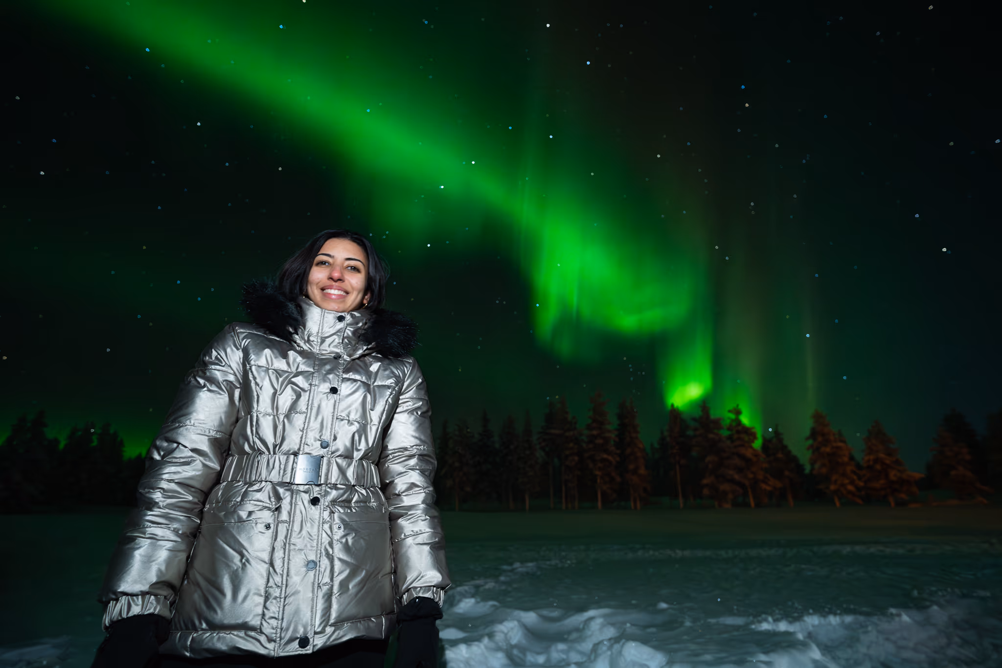 Foto real de aurora de um tour da Lapland Explorers