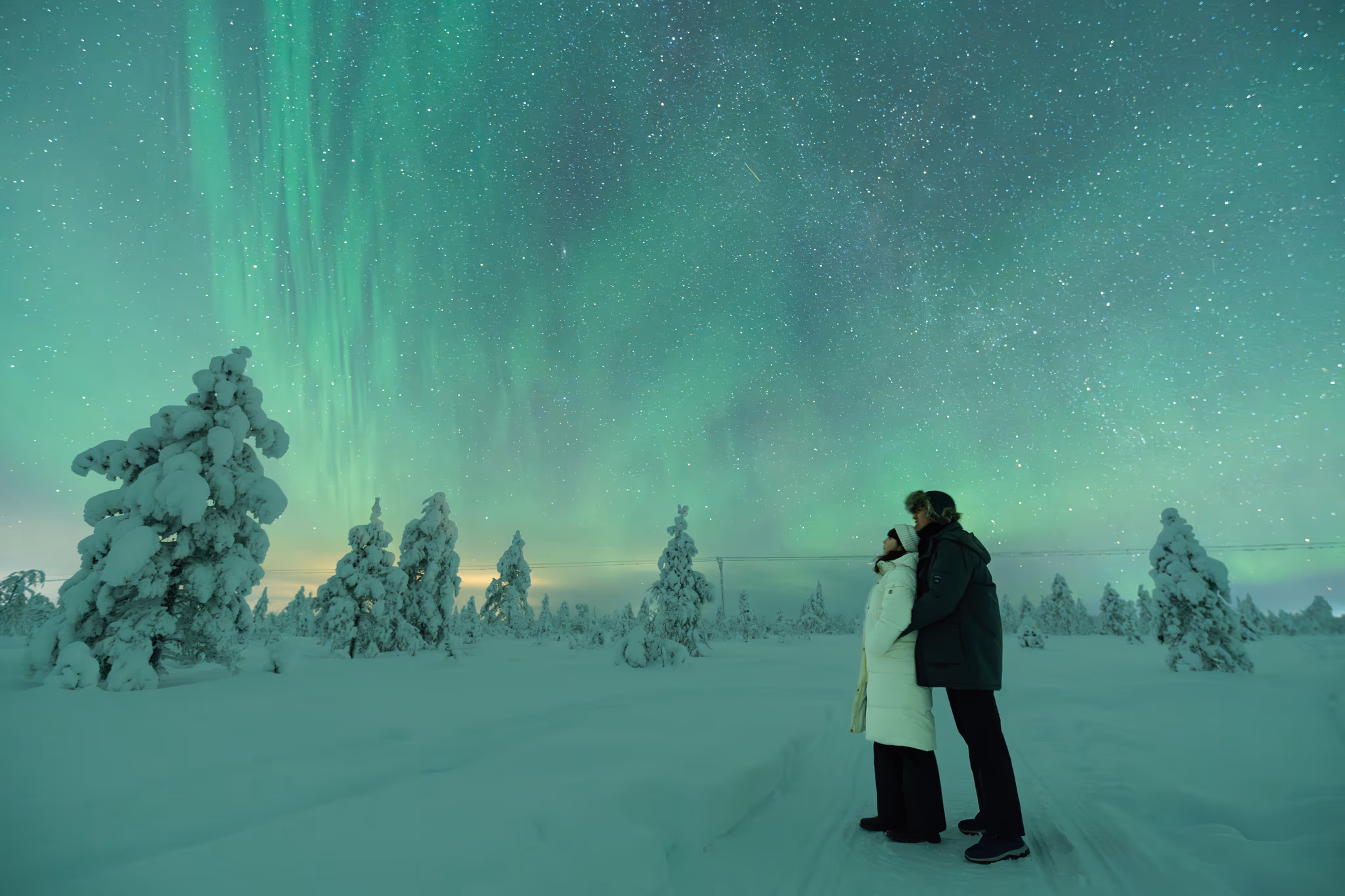 Foto real de aurora de um tour da Lapland Explorers
